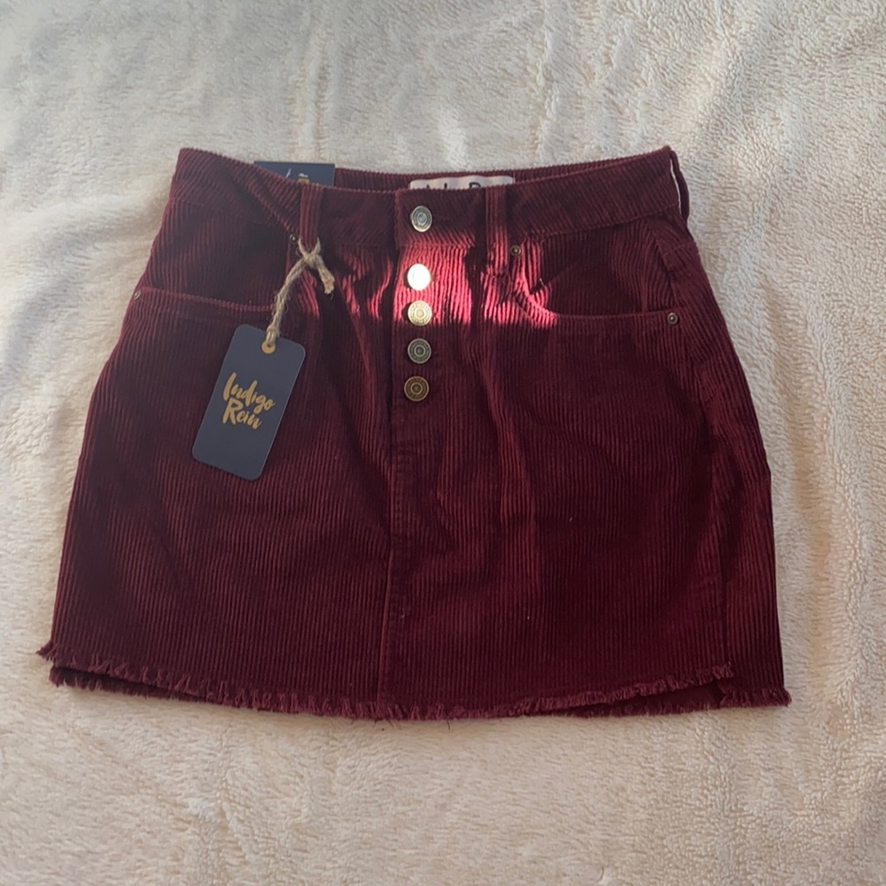 Maroon Ribbed Skirt